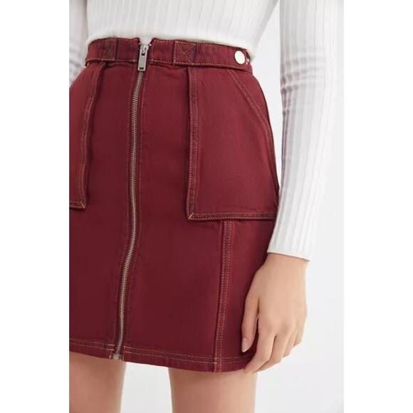BDG Urban Outfitters Zip Front Cotton Denim Mini Skirt Size XS Rugged Grunge Y2K - Picture 1 of 9
